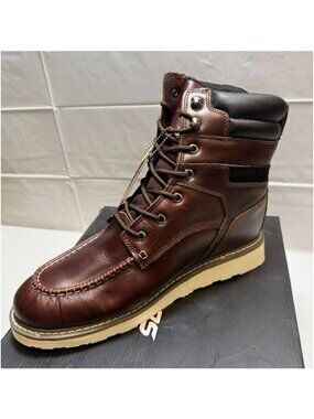 SUREWAY Heavy Duty Soft Toe Full Grain Leather Work Boots Red Wine Size 12 NEW